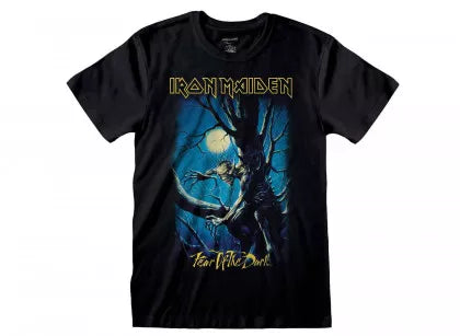 Camiseta Iron Maiden - Fear of the Dark con la mítica ilustración de Eddie emergiendo entre los árboles, inspirada en el legendario álbum de 1992
