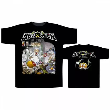 Camiseta Helloween - Dr. Stein negra con ilustración del clásico tema de la banda alemana de power metal, perfecta para auténticos fans del rock y el heavy.