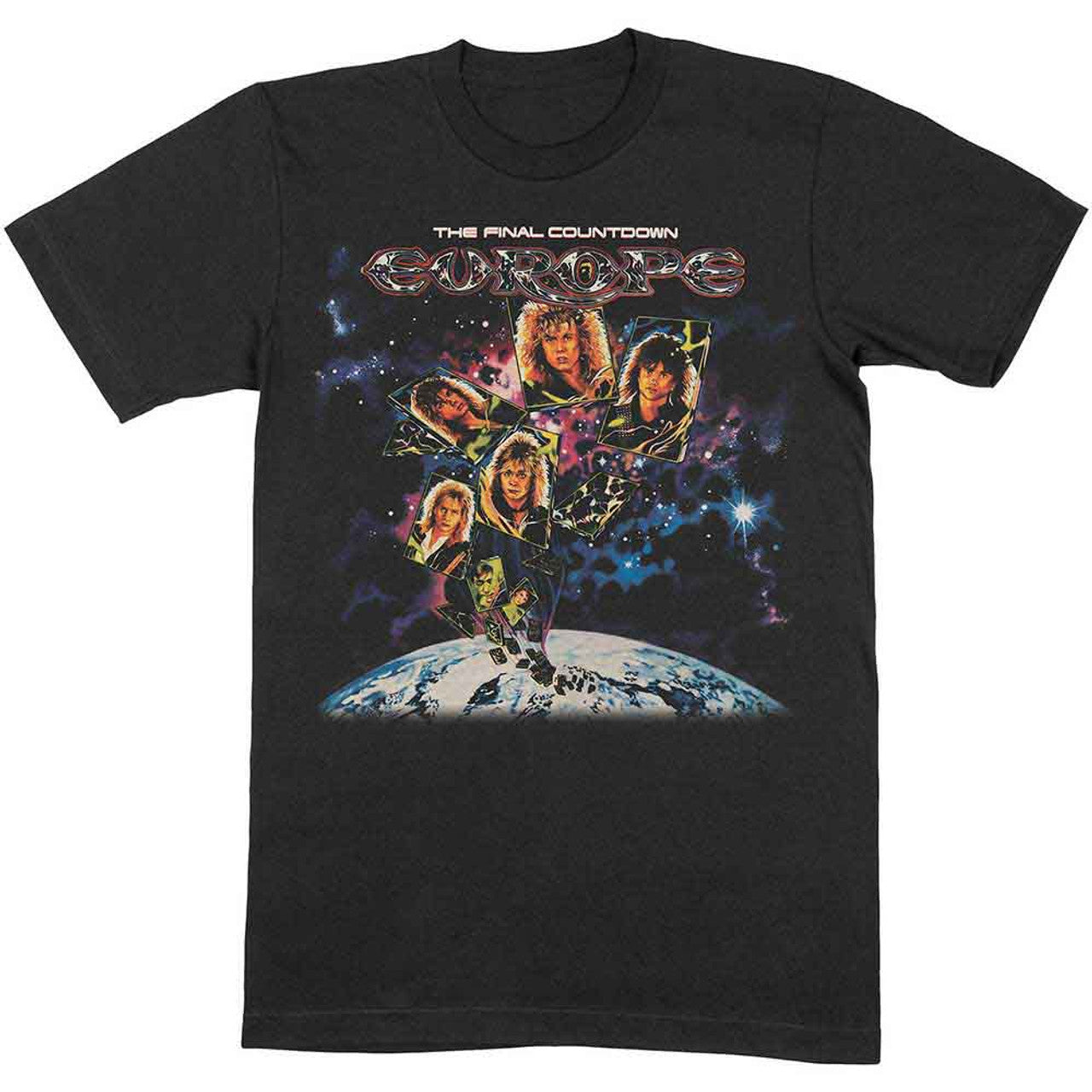 Camiseta Europe - The Final Countdown con diseño inspirado en la mítica portada del álbum y estética ochentera, ideal para fans del rock clásico y los grandes himnos del hard rock.