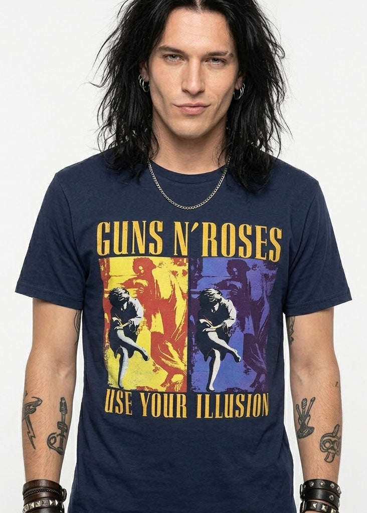 Camiseta Guns N' Roses - Use Your Illusion (Azul Marino) - Unisex